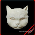 White Stone Carving Cat Head Statue YL-D184